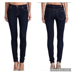 7 for all Mankind the Skinny mid rise dark indigo wash dressy 5 pocket jeans EUC